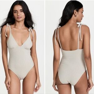NWT Solid & Striped Olympia Silver One Piece Swimsuit